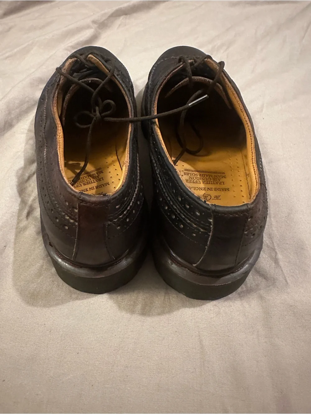 Vintage Dr Martens 3989 Shoes Mens 9 UK 8 Y2k Brown Wingtip Made In England 90s